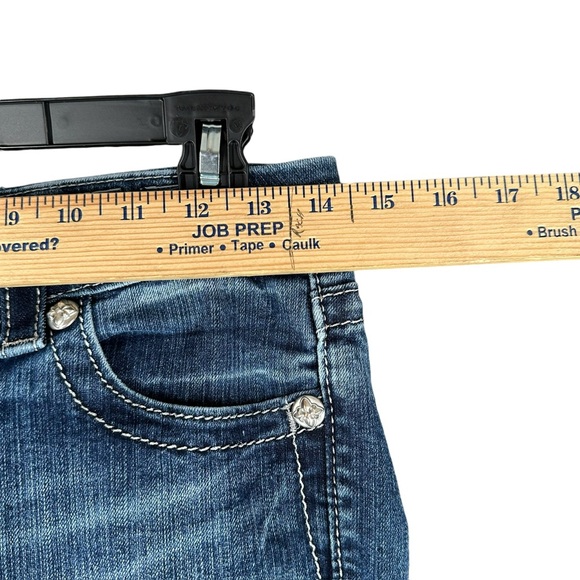 Miss Me Women’s 26 Mid Rise Skinny Jeans Fleur De Lis Pockets Embellished - Picture 6 of 16